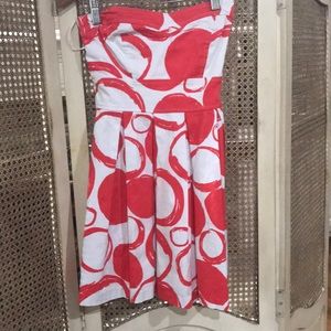 Strapless Orange and White Dress